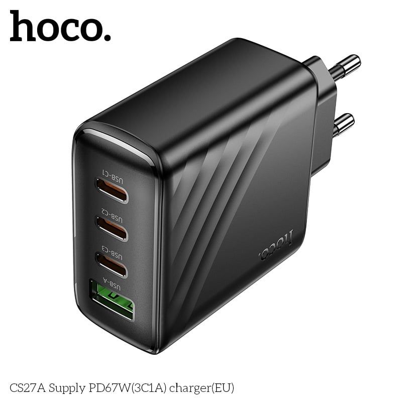Cóc Sạc Nhanh 4 Cổng - Hoco CS27A - PD67W (1 cổng USB + 3 cổng Type C)