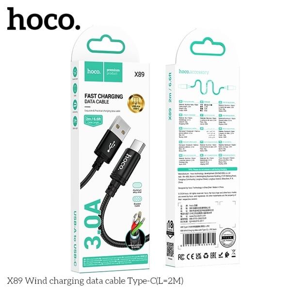 Cáp Sạc USB.C - Hoco X89 - dù 2m (sl20-1/30-2/50-3)