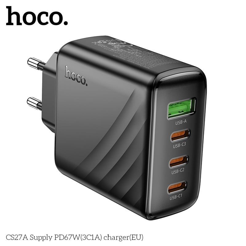 Cóc Sạc Nhanh 4 Cổng - Hoco CS27A - PD67W (1 cổng USB + 3 cổng Type C)