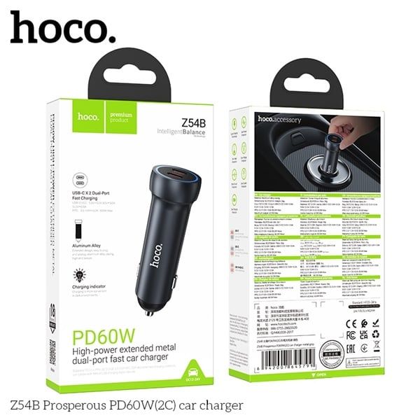 Cóc Sạc Xe Ô Tô - Hoco Z54B - Sạc Nhanh 60W