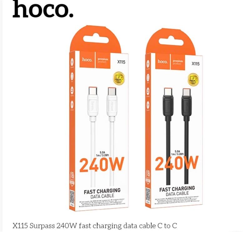 Cáp Sạc Nhanh C2C - Hoco X115 - PD240W - 1m (sl20-1/30-2/50-3)