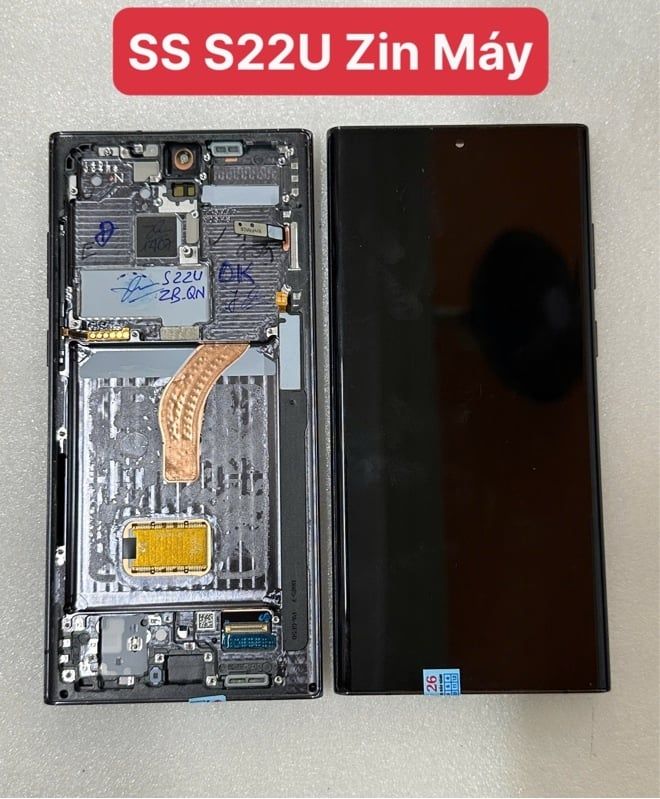 Màn Hình Samsung S22 Ultra / S908 - Zin Bóc Máy - Khung Đen (Amoled) (mèo nhẹ)