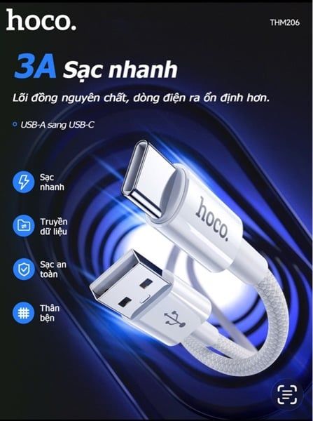 Cáp Sạc USB.MICRO - Hoco THM206 - Dù 1m