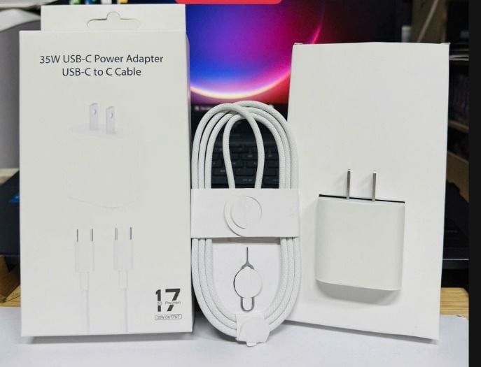 Sạc Bộ C2C : Iphone 17 Pro Max 35W - C to C / IP 17PM - Cáp Dù + Chân Dẹt (sl10-1/20-2/50-4)