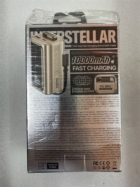Pin Dự Phòng WEKOME WP - 72 - Sạc Siêu Nhanh 35W - 10000mAh (kèm dây rút gọn)