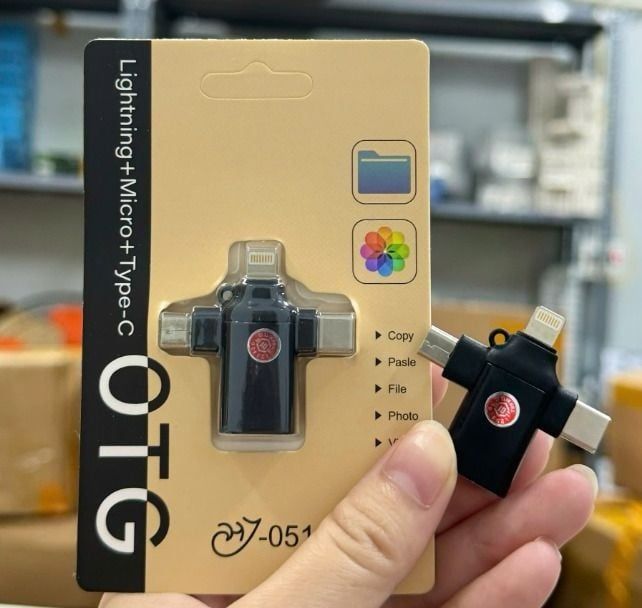 Cáp OTG - USB 4 trong 1 / JH - 0519 - Cổng chuyển dữ liệu: USB - Micro , USB - type C , USB - Lightning (sl 10-1/20-2)