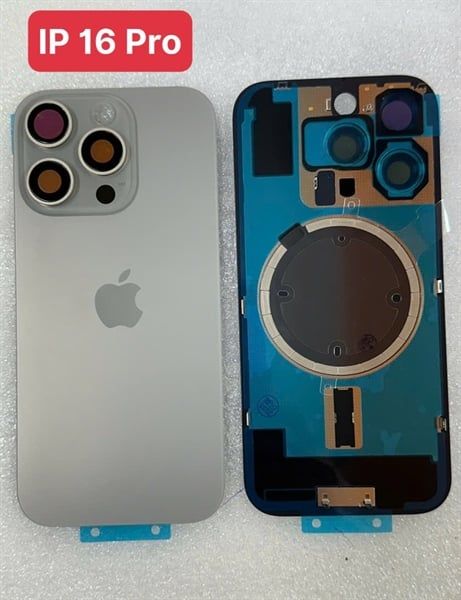 Lưng Iphone 16 Pro Zin - Titan Tự Nhiên ( + Cam + Sạc Không Dây )