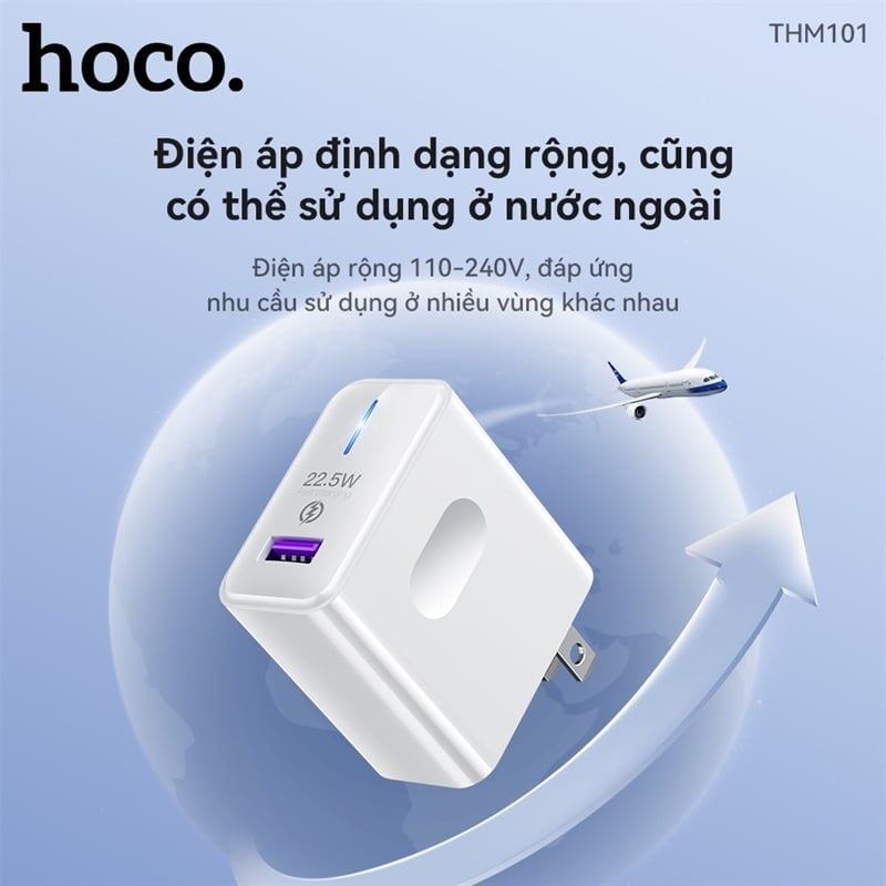 Cóc Sạc Hoco THM101 - 22.5W / QC3.0 / Vooc - Sạc Nhanh / Led