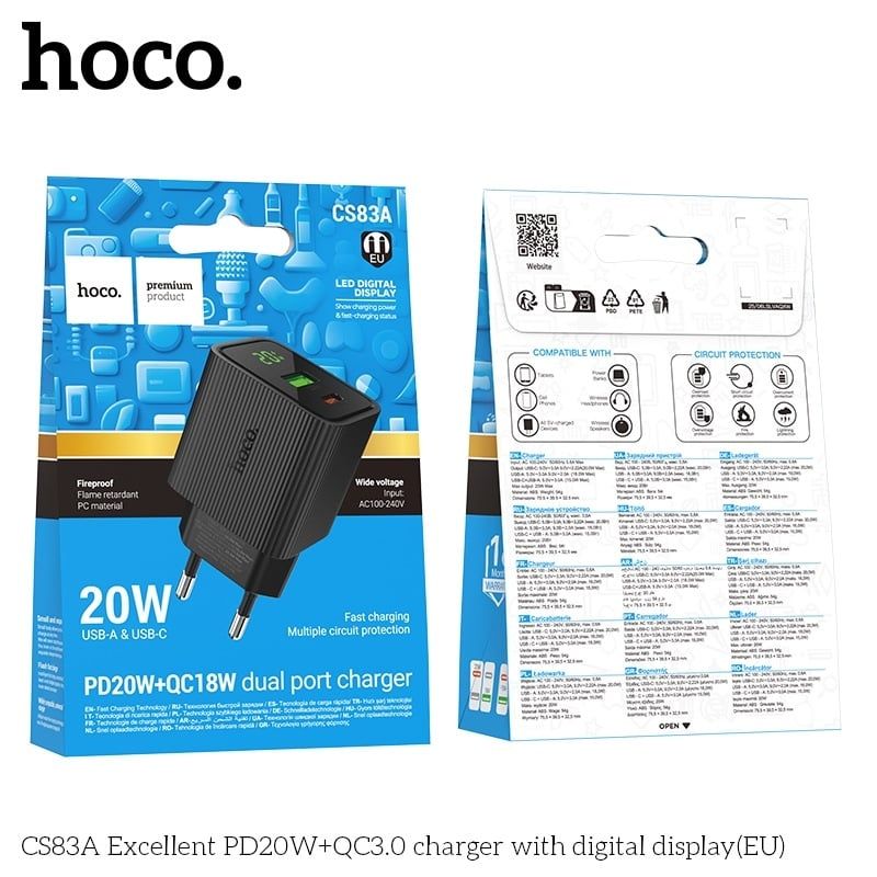 Cóc Sạc Nhanh - Hoco CS83A - PD20W (1 cổng USB + Type C)