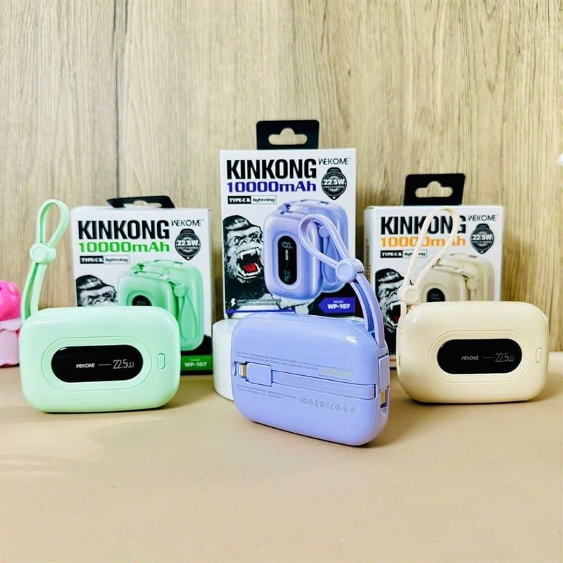 Pin Dự Phòng WEKOME WP - 113 - Sạc Nhanh 22.5W- 10000mAh - Đen - mini - kèm dây