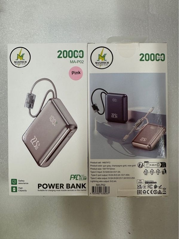 Pin Dự Phòng 20000mAh - Maxitech (MXT) MA - P02 - Sạc Nhanh 22.5W - Hồng
