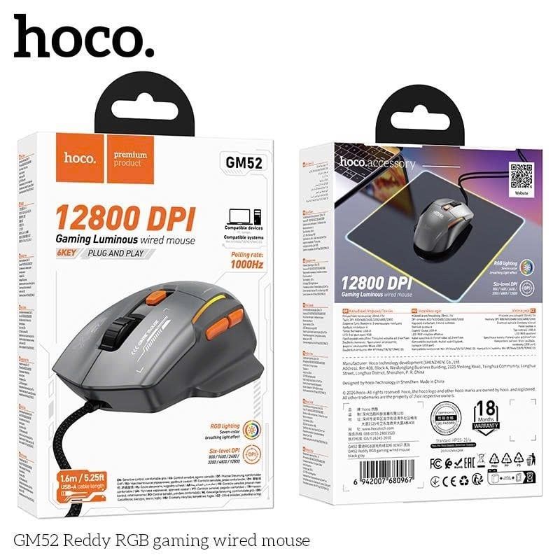 Chuột Có Dây - Hoco GM52 - Đen Xám