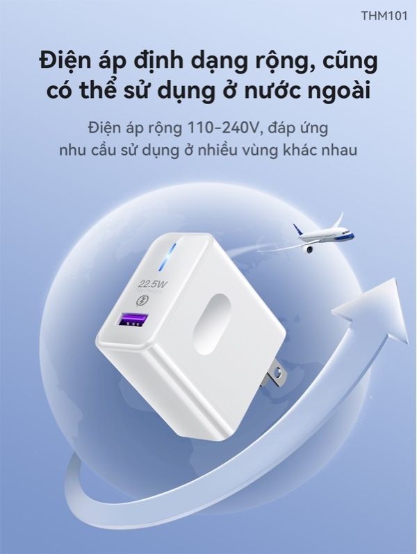 Sạc Bộ Hoco THM101 - 22.5W/ QC3.0/ Vooc - Iphone/ USB.IP
