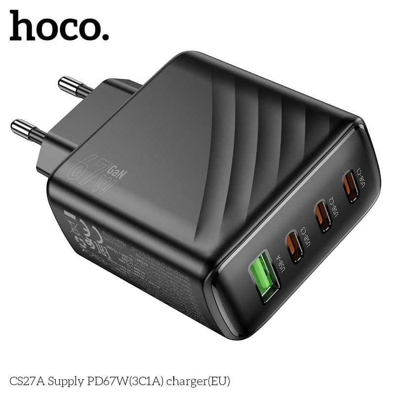 Cóc Sạc Nhanh 4 Cổng - Hoco CS27A - PD67W (1 cổng USB + 3 cổng Type C)