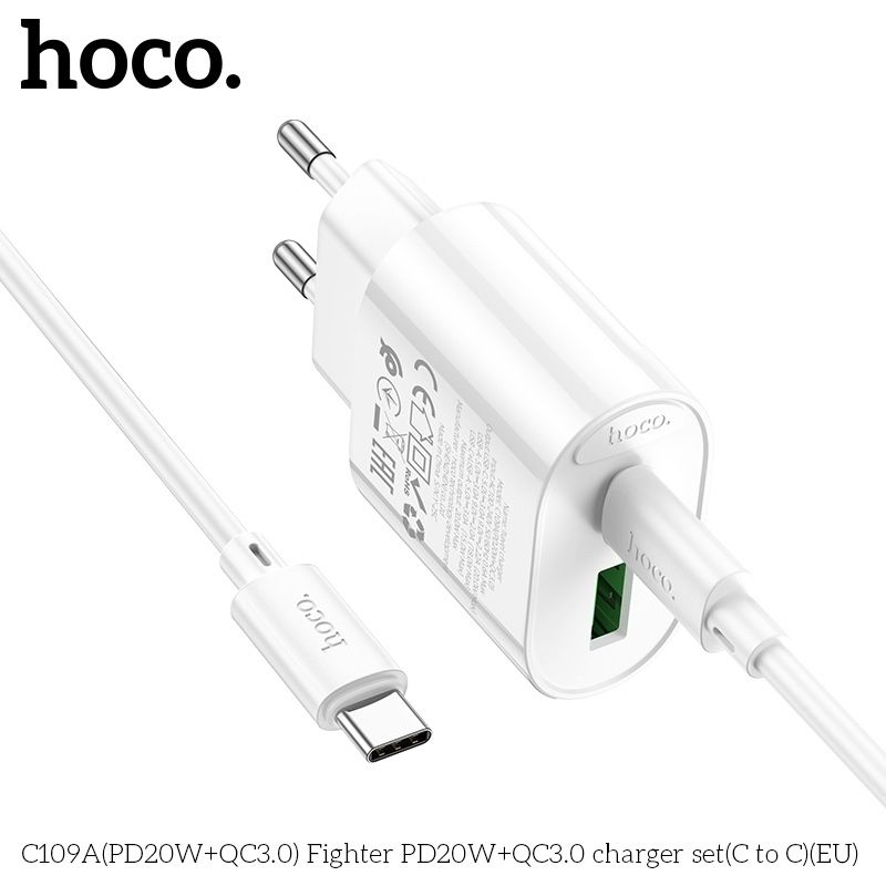 Sạc Bộ C2C : Hoco C109A - Sạc Nhanh PD20W + QC3.0 - C to C (sl10-1/20-2/50-3)