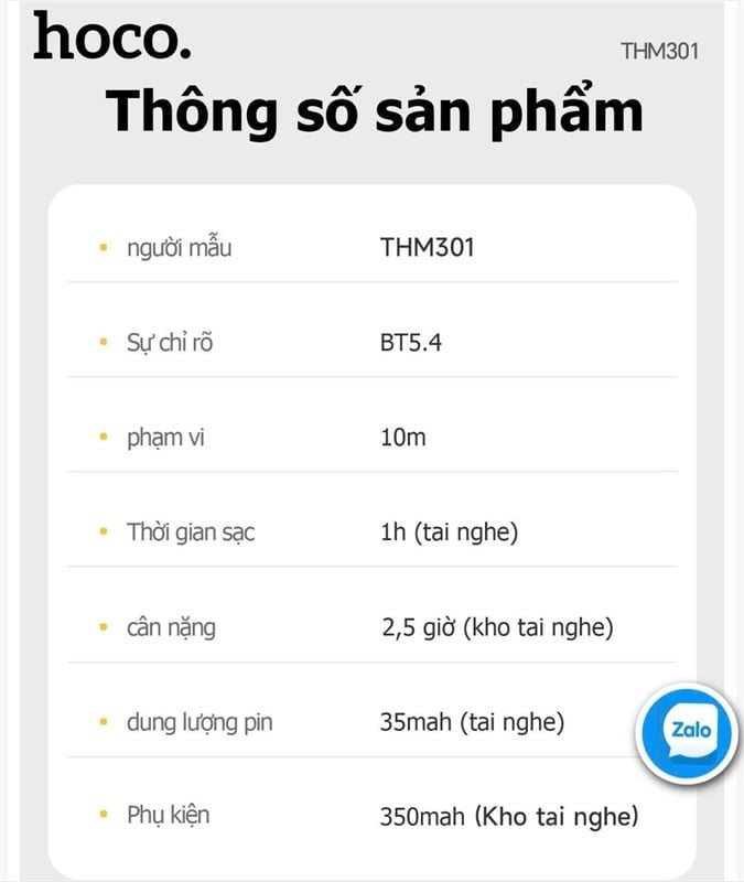 Tai Nghe Bluetooth Hoco THM301 pin 7H