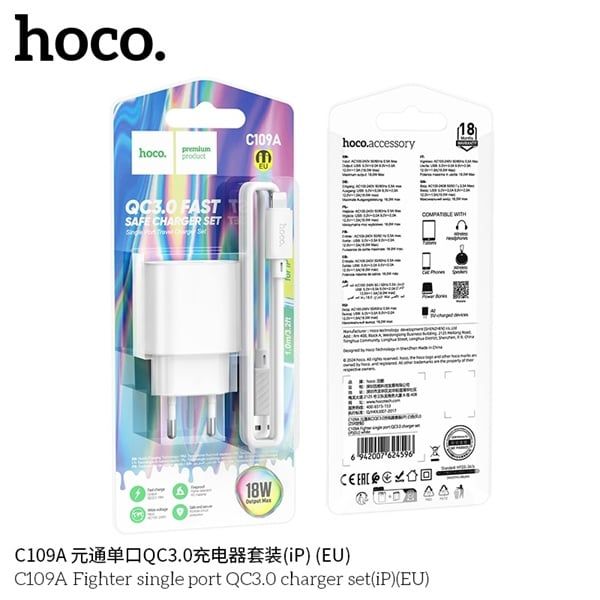 Sạc Bộ C.IP : Hoco C109 PD20W - Sạc Nhanh 3.0A - C to lightning