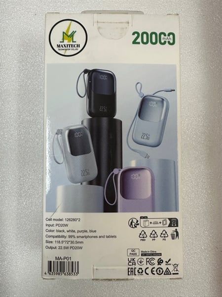 Pin Dự Phòng Maxitech MA - P01 - 20000mAh - Sạc Nhanh 22.5W