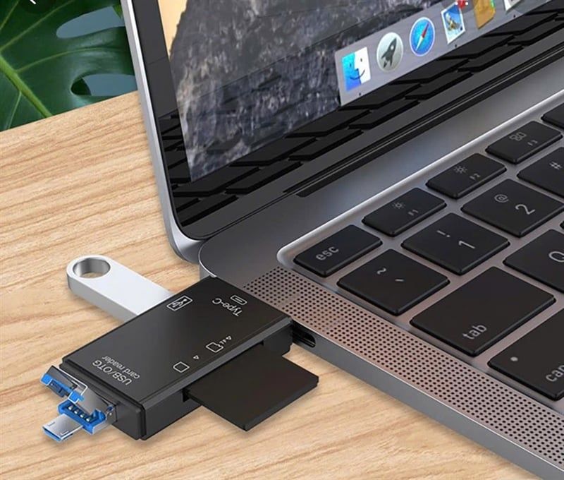 Đầu Lọc Thẻ Đa Năng OTG 6in1 - ATUD-05 - Đọc Thẻ/ Cáp Chuyển OTG Hỗ Trợ Đầu Micro + Type C