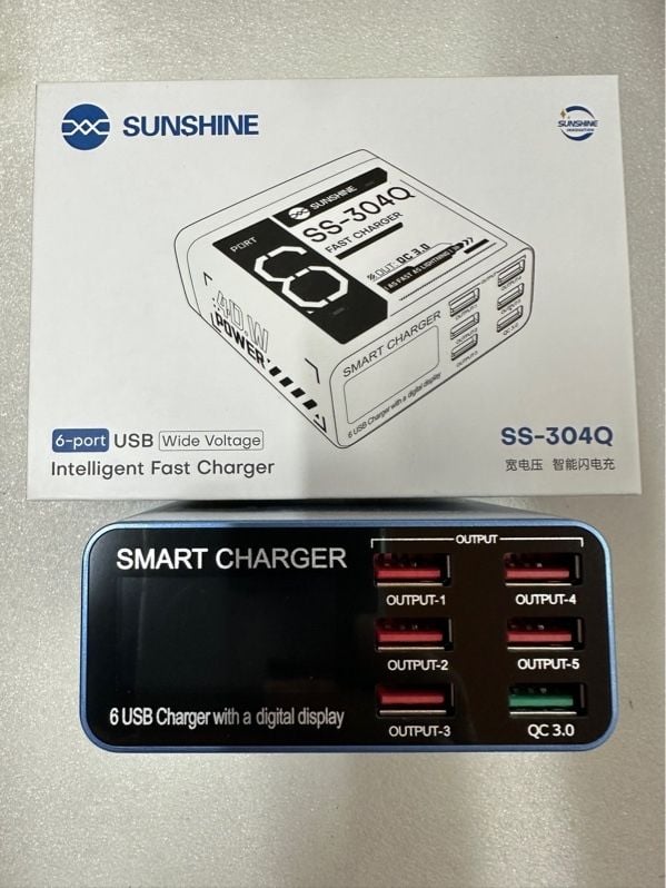 Bộ Sạc Nhiều Cổng: Sunshine SS - 304Q/ 6 Cổng USB + Màn Hình Báo Dòng