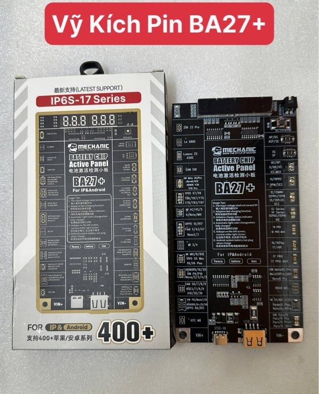 Vỹ Kích Pin chính hãng Mechanic BA27+ full dòng Iphone : 6S -> 17 PM & Android