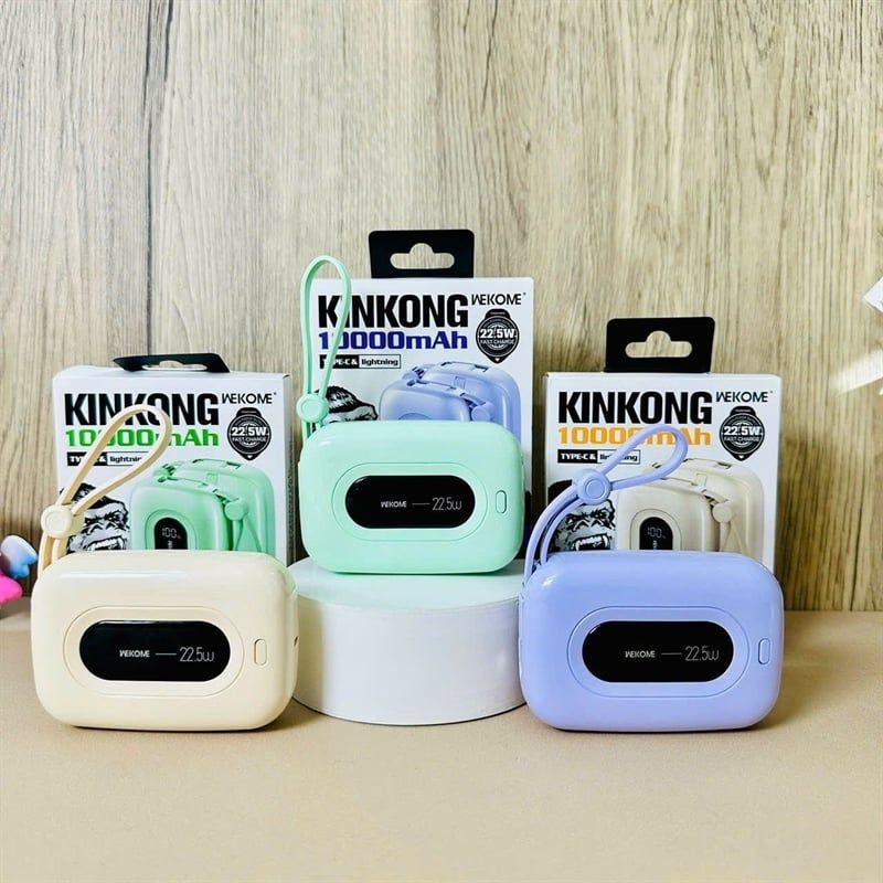 Pin Dự Phòng WEKOME WP - 113 - Sạc Nhanh 22.5W- 10000mAh - Đen - mini - kèm dây