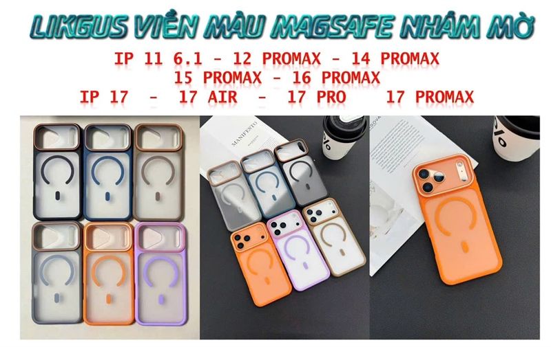 Ốp Lưng Likgus Viền Màu Magsafe Nhám Mờ
