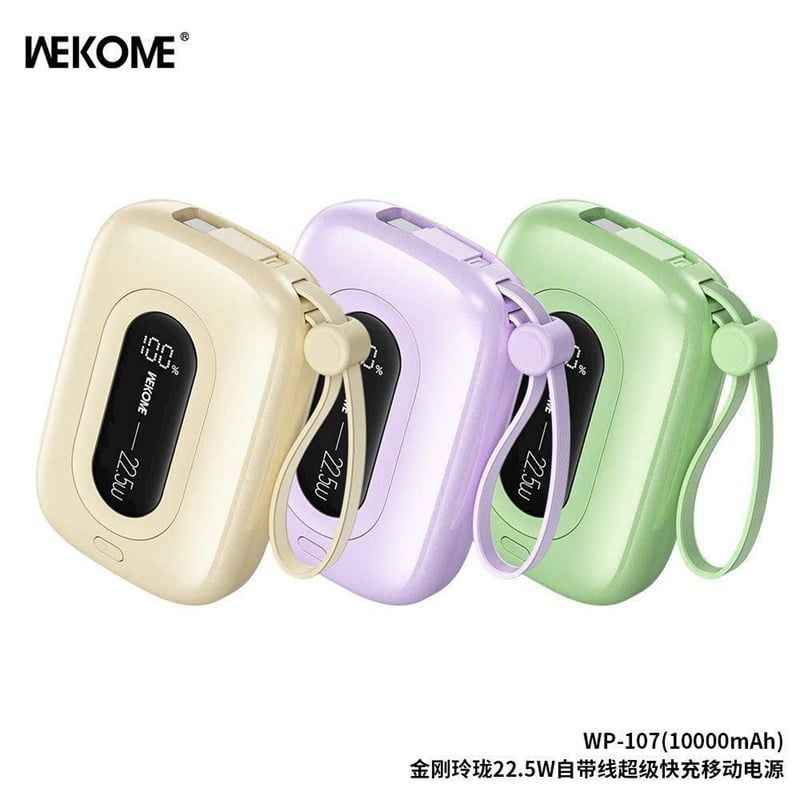 Pin Dự Phòng WEKOME WP - 113 - Sạc Nhanh 22.5W- 10000mAh - Đen - mini - kèm dây