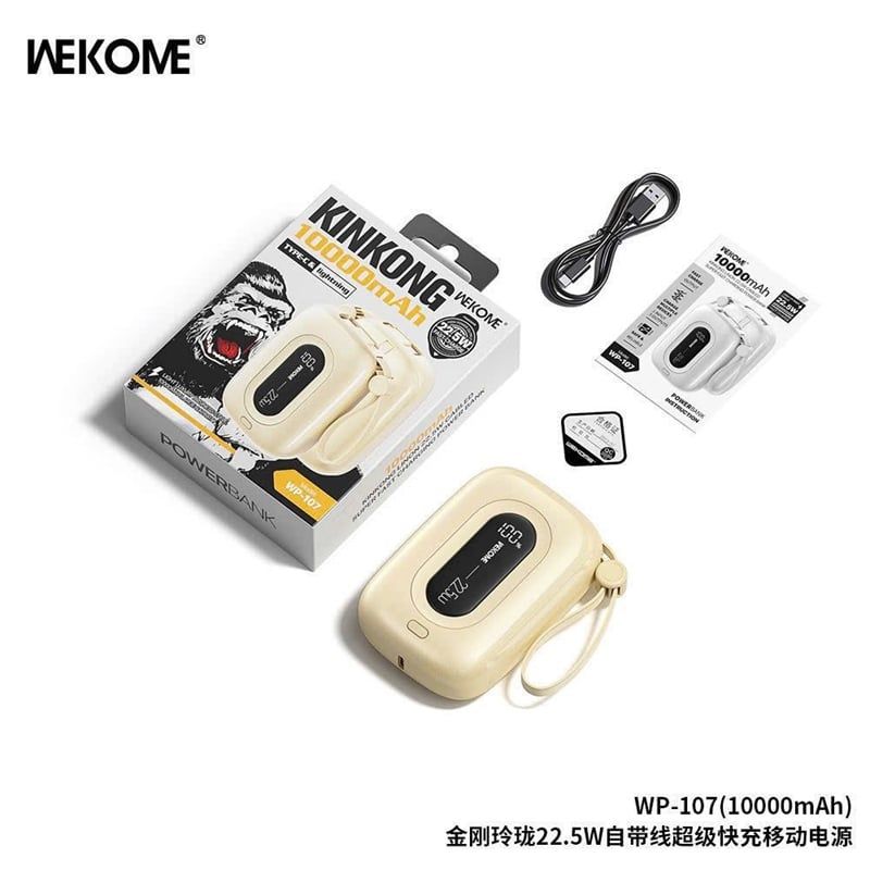 Pin Dự Phòng WEKOME WP - 113 - Sạc Nhanh 22.5W- 10000mAh - Đen - mini - kèm dây