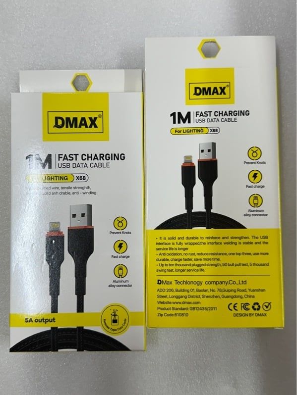 Cáp Sạc Dmax X68 - USB.IP/ USB.Lightning - 5A - dù 1m (sl10-1/20-2/30-3)