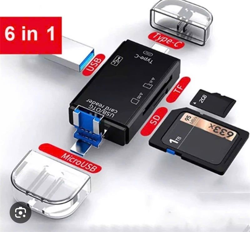 Đầu Lọc Thẻ Đa Năng OTG 6in1 - ATUD-05 - Đọc Thẻ/ Cáp Chuyển OTG Hỗ Trợ Đầu Micro + Type C