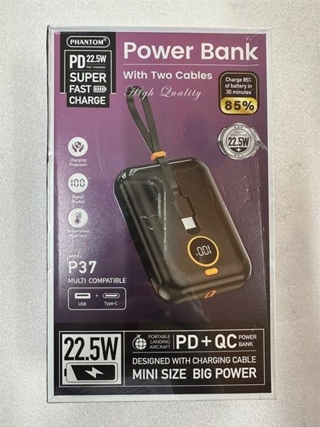 Pin Dự Phòng PHANTOM P37 - Sạc Nhanh 22.5W - 10000mAh (mini size)
