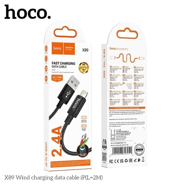 Cáp Sạc USB.IPHONE HOCO X89 - 2m (sl20-1/30-2/50-3)