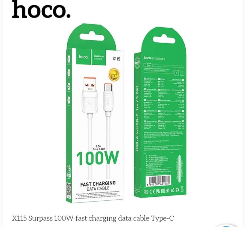 Cáp Sạc USB.C - Hoco X115 - 1m (sl20-1/30-2/50-3)