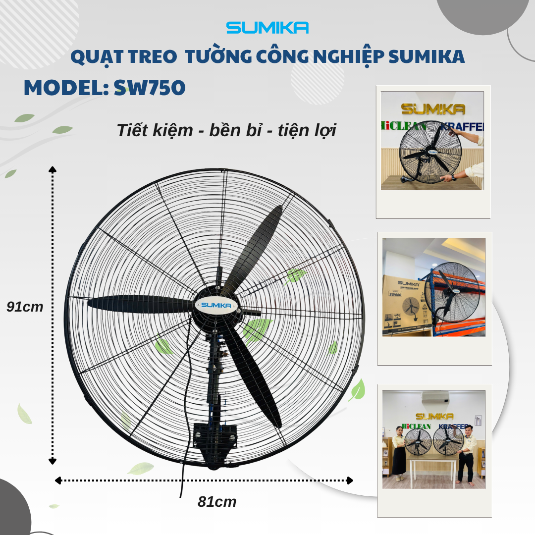  Quạt công nghiệp treo tường Sumika SW750 