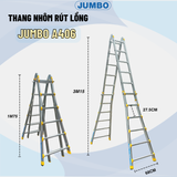  Thang nhôm rút lồng JUMBO A406, chữ A cao nhất 3.15m 