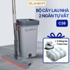 Bộ cây lau nhà SUMIKA C38, thùng lau nhà 2 ngăn tự vắt