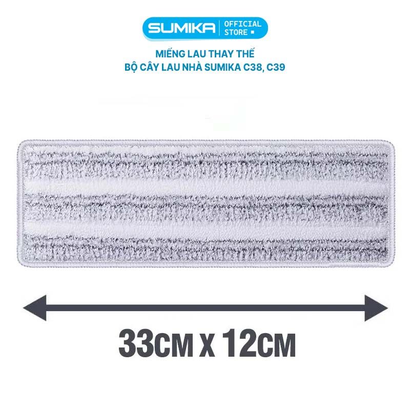  Miếng lau nhà thay thế của cây lau nhà tự vắt mã Sumika C38/C39, kích thước 33x12cm bằng sợi vải cotton 