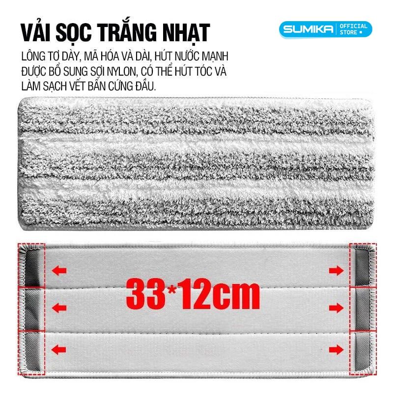  Miếng lau nhà thay thế của cây lau nhà tự vắt mã Sumika C38/C39, kích thước 33x12cm bằng sợi vải cotton 
