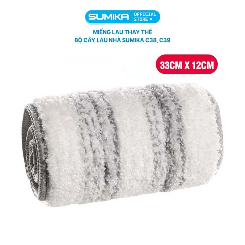  Miếng lau nhà thay thế của cây lau nhà tự vắt mã Sumika C38/C39, kích thước 33x12cm bằng sợi vải cotton 