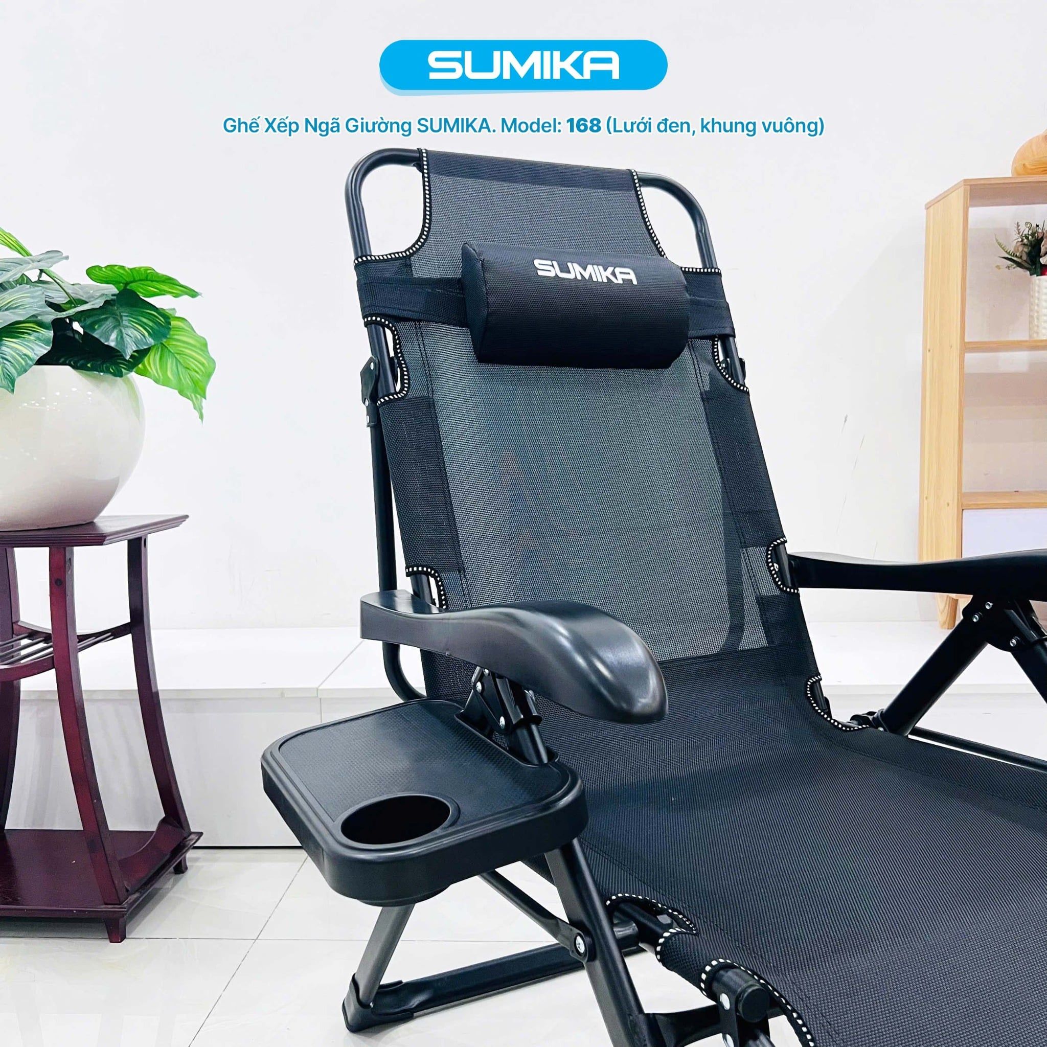  Ghế Xếp Thư Giãn SUMIKA 168, Vải Lưới Thoáng Mát, Điều Chỉnh 7 Cấp Độ, Tải Trọng 300kg 