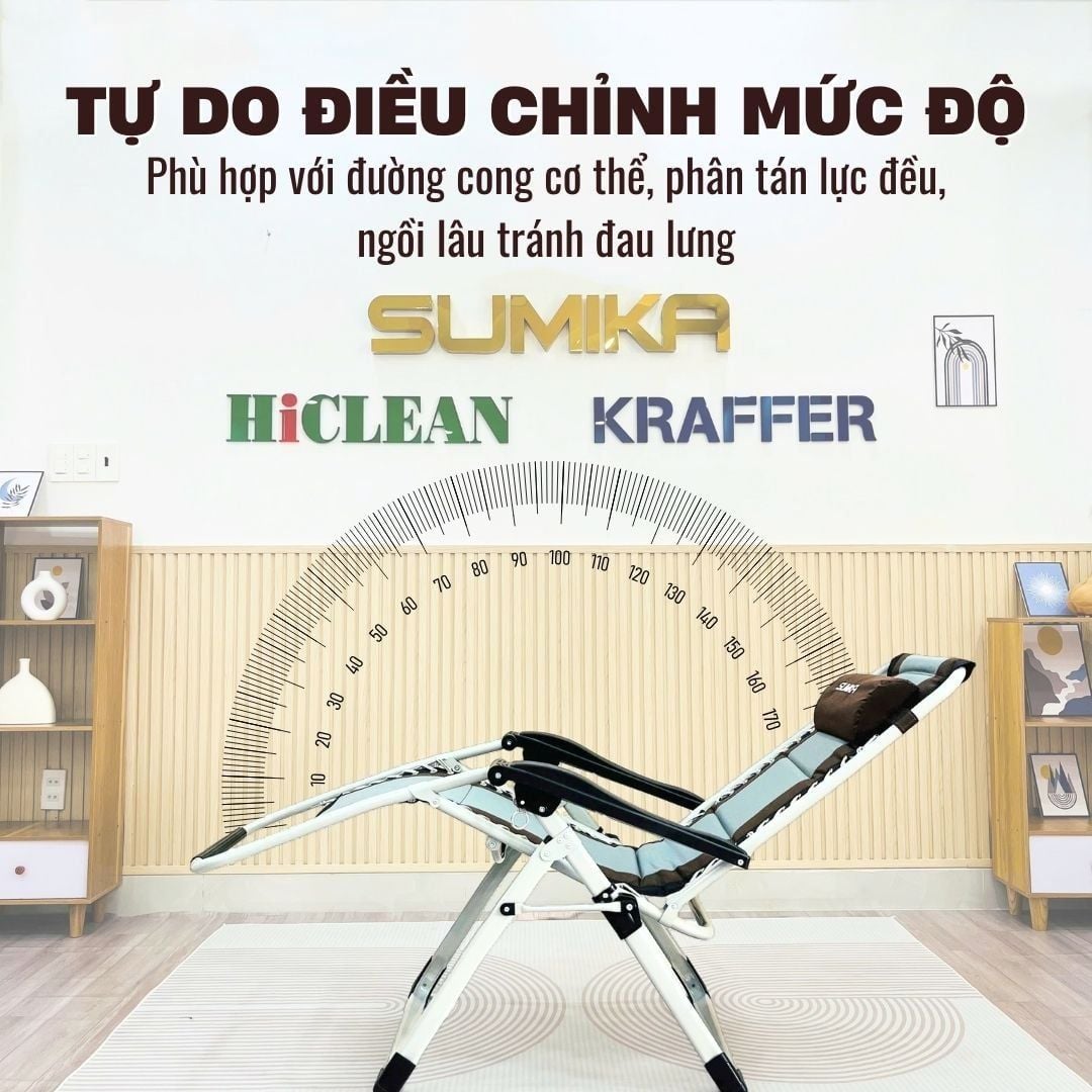  Ghế Xếp Thư Giãn SUMIKA 139, Lưới Bọc Nệm Mát, Khung Thép Sơn Tĩnh Điện 