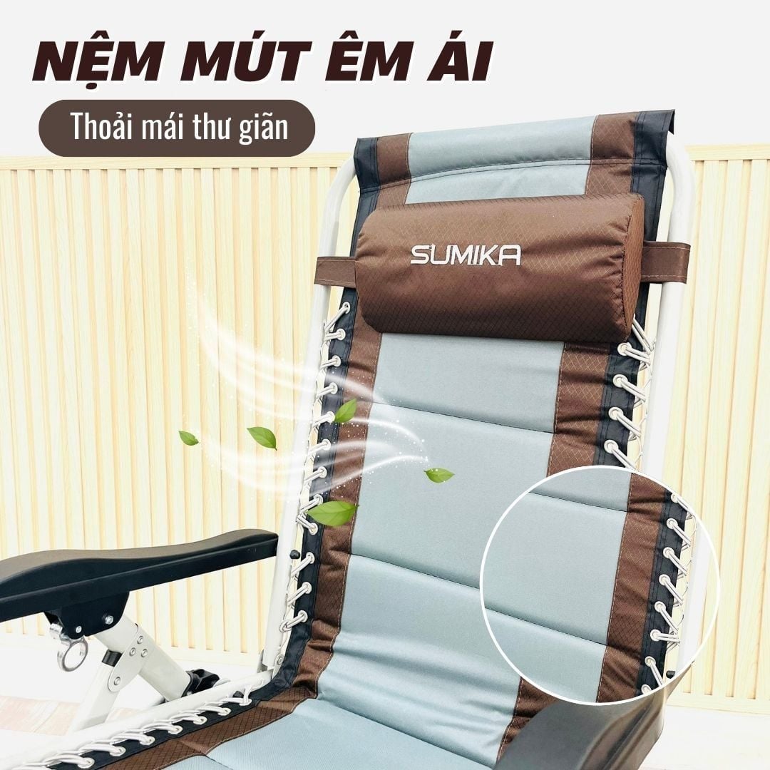  Ghế Xếp Thư Giãn SUMIKA 139, Lưới Bọc Nệm Mát, Khung Thép Sơn Tĩnh Điện 