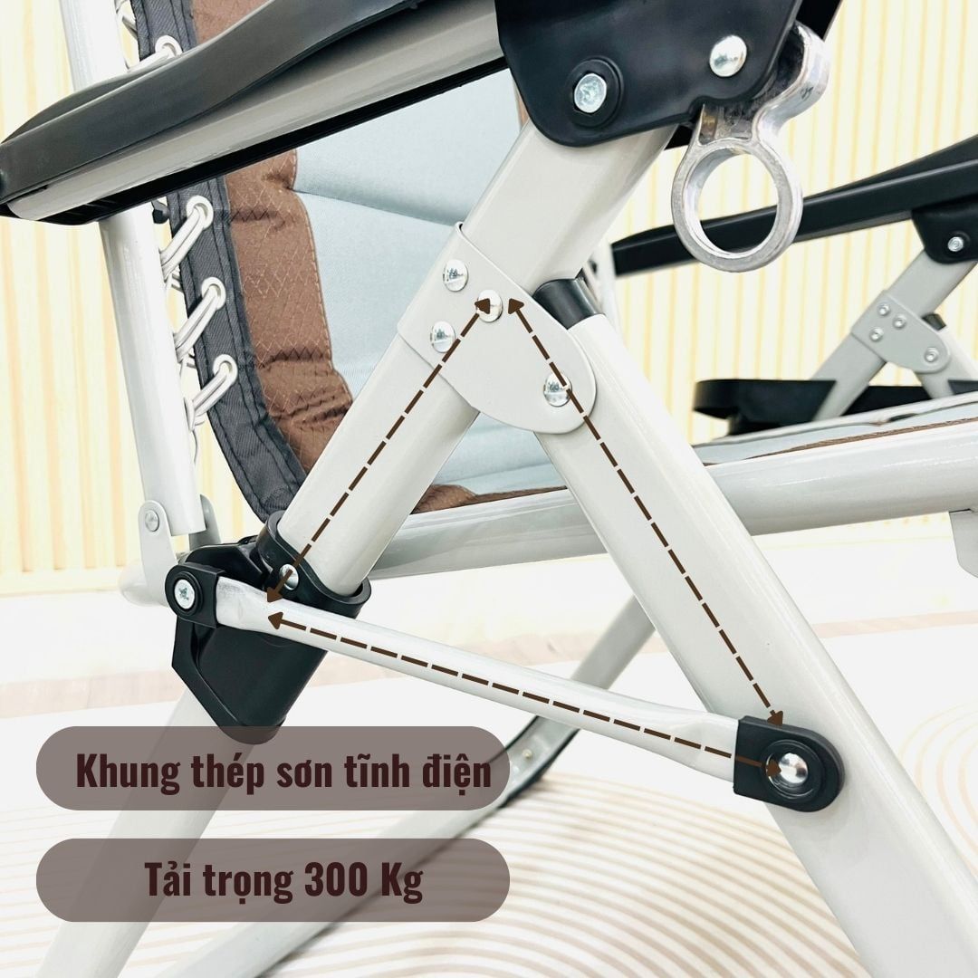 Ghế Xếp Thư Giãn SUMIKA 139, Lưới Bọc Nệm Mát, Khung Thép Sơn Tĩnh Điện 
