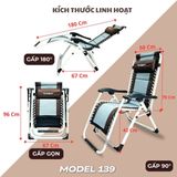  Ghế Xếp Thư Giãn SUMIKA 139, Lưới Bọc Nệm Mát, Khung Thép Sơn Tĩnh Điện 