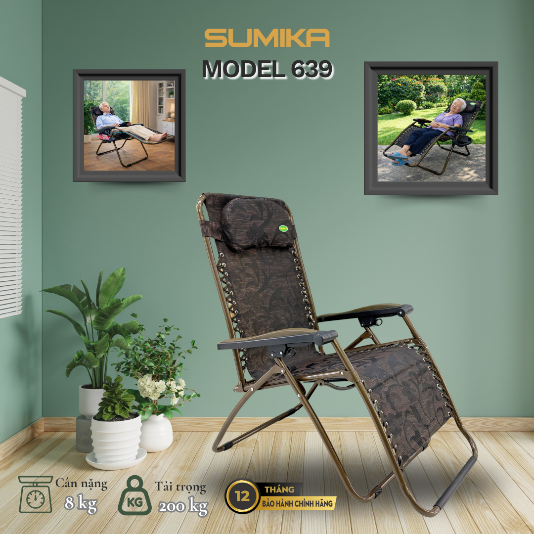  Ghế xếp thư giãn SUMIKA 639, bề rộng 73cm, tải trọng 200kg 