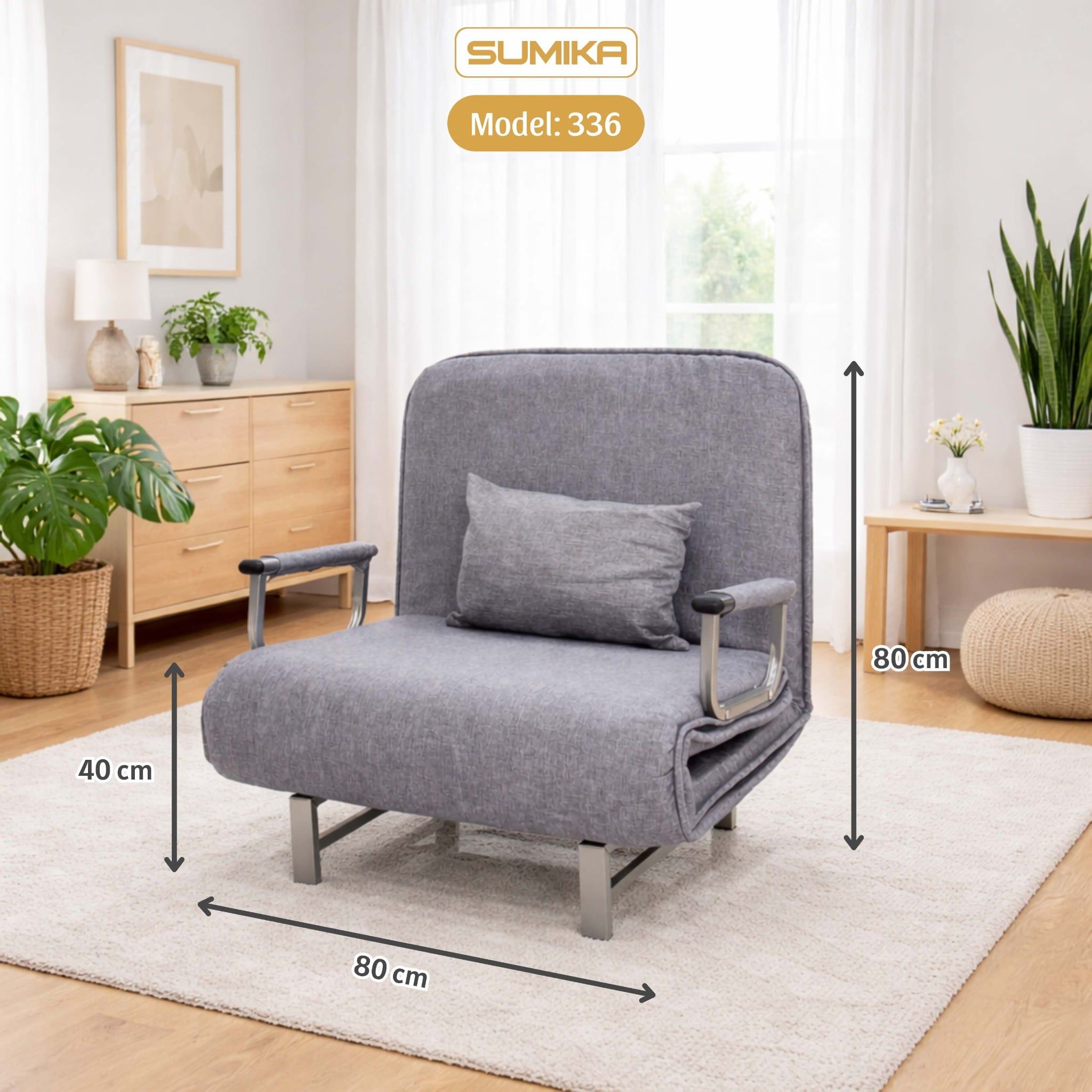  Ghế Sofa giường thông minh gấp gọn SUMIKA 336, rộng 80cm 