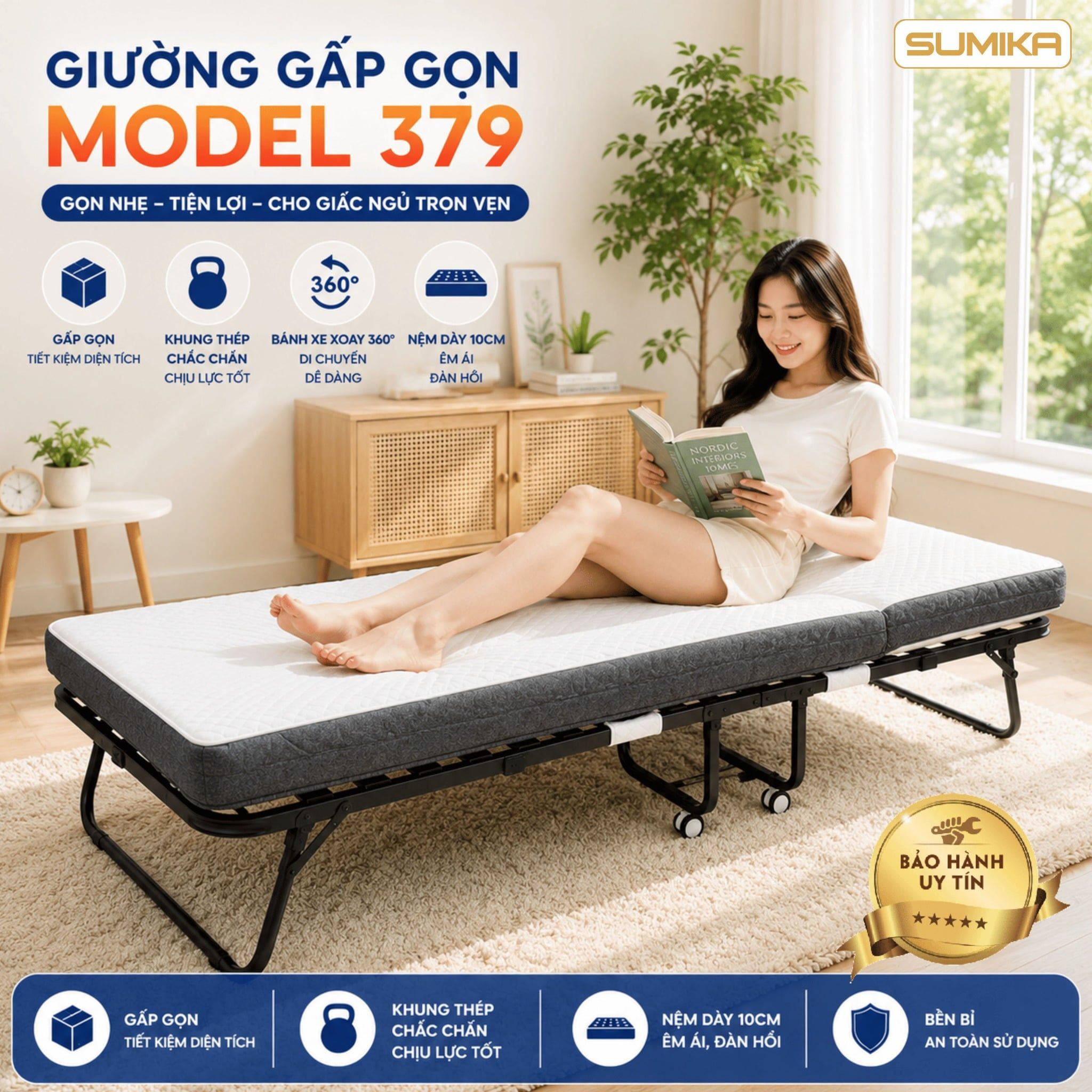  Giường nệm xếp gọn SUMIKA 379 
