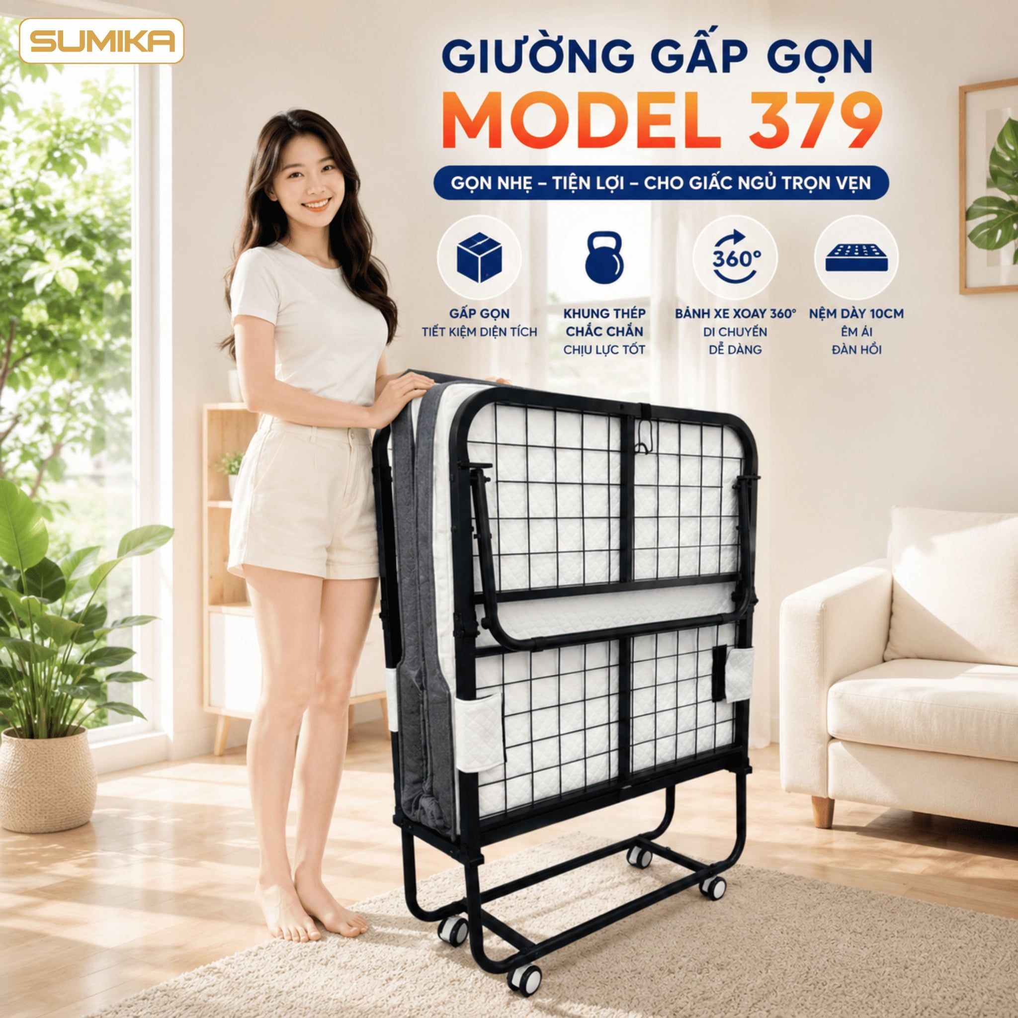  Giường nệm xếp gọn SUMIKA 379 