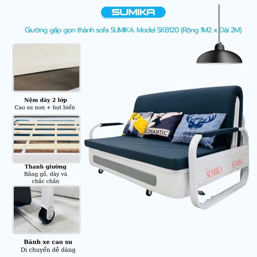  Giường xếp sofa gấp gọn SUMIKA SKB120, chiều rộng 1m2 